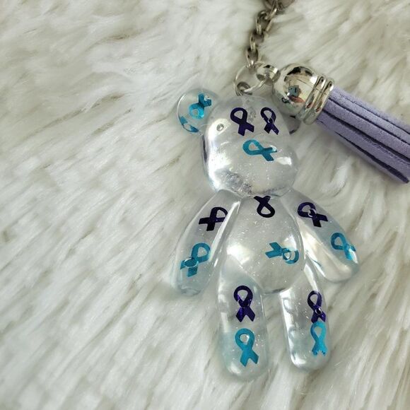 Suicide Awareness Ribbon Bear Keychain - Picture 2 of 8